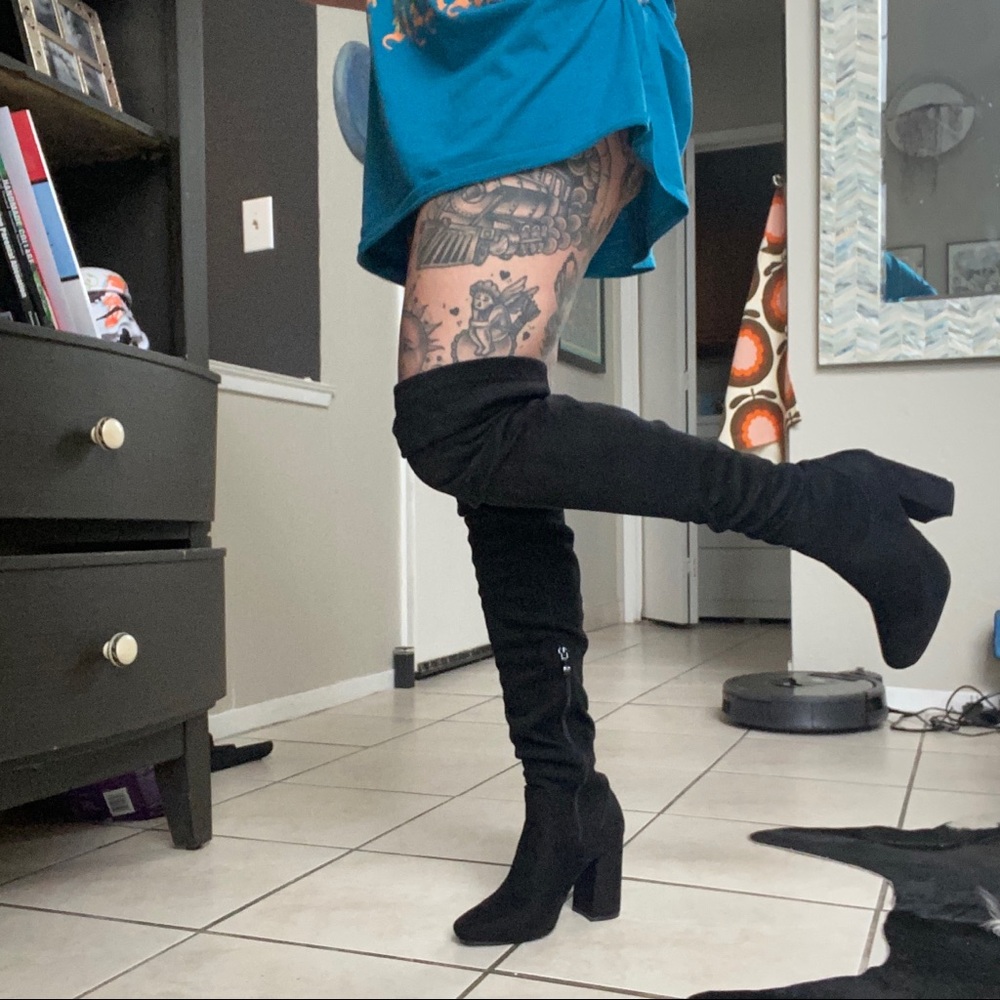 Over the knee faux suede boots!